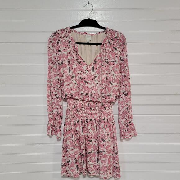 Evereve Roan Ryan Smocked Ditzy Floral Mini Dress Size Small Relaxed Fit Cottage - Picture 1 of 9